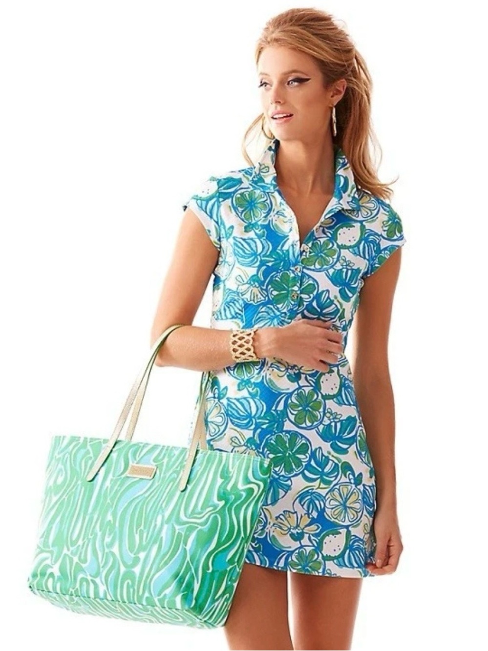 Lilly Pulitzer Rayna Cut Out Back Sweet And Sour Knit Pique Polo Dress Medium
